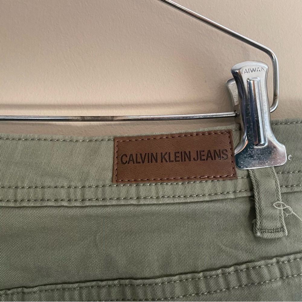 CALVIN KLEIN Women Size 16 Soft Green Pants Chino Jeans Straight Leg #599 - Picture 5 of 10